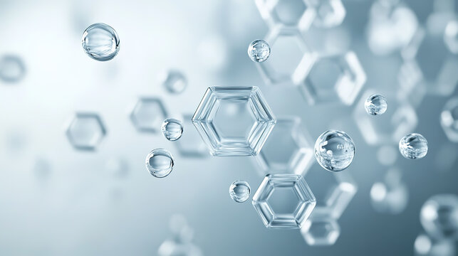 A refreshing background with blue water molecule microstructures.
