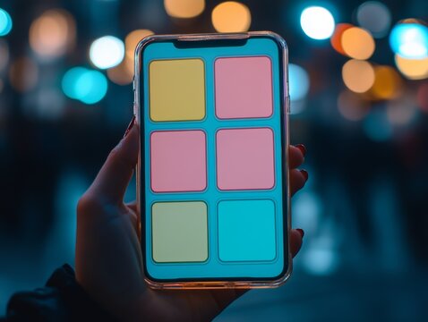 Selective focus. Digital task list on phone with color-coded rooms and weekly tasks. Mobile phone displaying organized weekly schedule with room-specific tasks