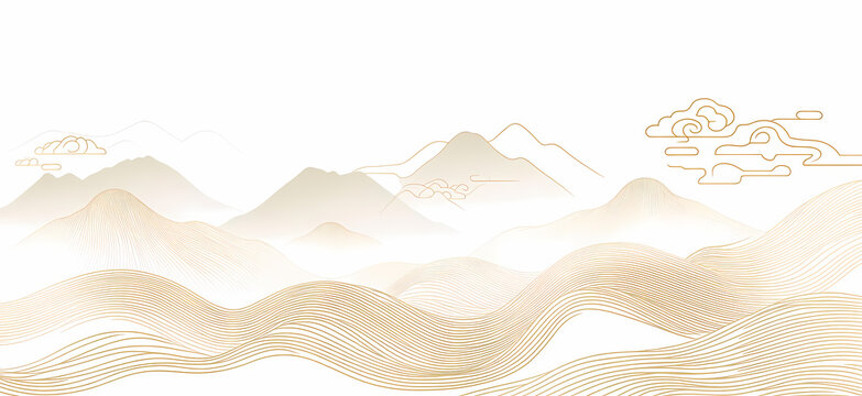 Golden Mountain Landscape Painting