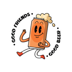 A CUTE RUNNING OF A BEER CAN CARTOON MASCOT