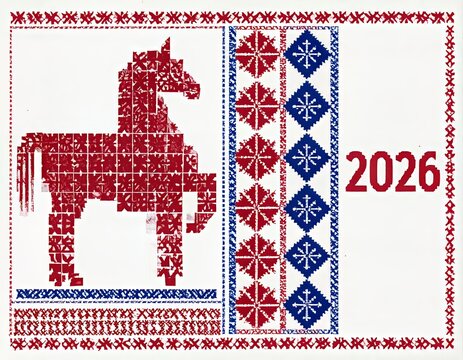 Tarjetas navide&ntilde;as para el a&ntilde;o del caballo en el calendario chino de 2026