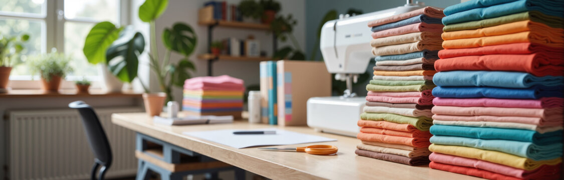 Textile Scrap Collection – Colorful Fabric Pieces and Sewing Tools for Eco-Friendly Craft, Upcycling Blogs, and Sustainable Design Inspiration - Powered by Adobe