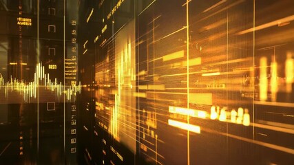 Global financial data analysis with glowing stock market charts - Powered by Adobe