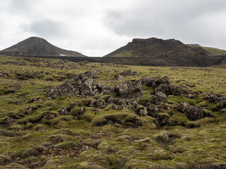 lava fields and volcanism on Reykjanes Peninsula in Iceland