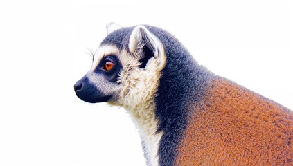 Obraz premium Lemur in profile against a plain background, showcasing unique features and textures