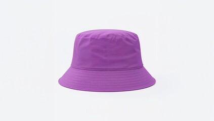 Fototapeta premium Purple bucket hat on a white backdrop, fashion accessory for summer style