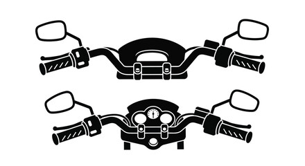 Two black and white illustrations of motorcycle handlebars and instrument panels © Lhvect02