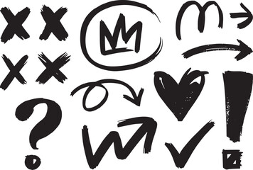 Hand-Drawn Doodle Icons &ndash; Black Sketch Symbols for Creative and Urban Design