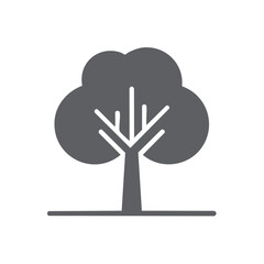 Obraz premium Simple deciduous tree silhouette with branches on a plain line