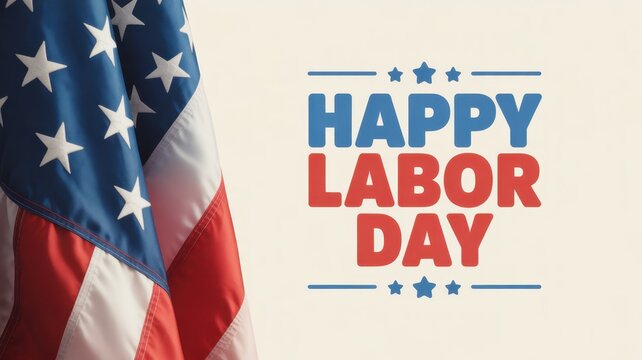 Happy labor day greeting with a closeup of the american flag waving, representing patriotism and appreciation for workers contributions