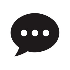 Fototapeta premium Black chat bubble icon with three white dots indicating message composition or thought process