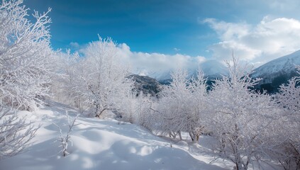 Obraz premium Frozen tree branches in winter scenery, highlighting erosion risk