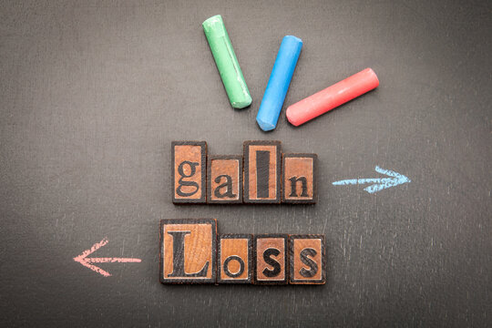 Gain and Loss Concept on Blackboard with Chalk