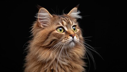 Close-up view of a cat gazing to the right in low light, observing surroundings