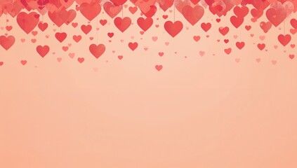 Peach backdrop adorned with falling hearts, ideal for romantic themes and Valentine's Day