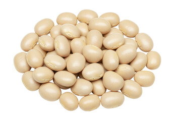 Isolated pile of raw dried lima beans food ingredient for cooking recipes on table