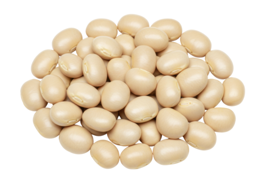 Isolated pile of raw dried lima beans food ingredient for cooking recipes on table