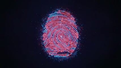 Glowing digital fingerprint scan on dark background conveying futuristic biometric authentication, secure identity verification and cyber security for access control and crime prevention - Powered by Adobe