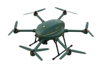 Isolated drone hexacopter UAV unmanned aerial vehicle for professional cinematography, new age