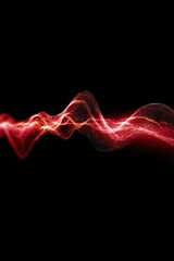 Abstract red light wave on black background with dynamic energy flow