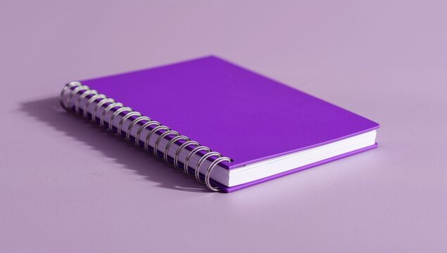 Isolated purple notebook casting a shadow, suitable for editorial header background
