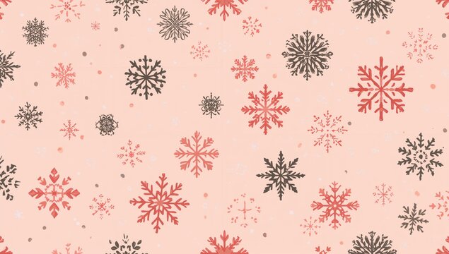 Winter-themed background for textile design, featuring a seamless Christmas pattern with snowflakes and distinct colors, festive season