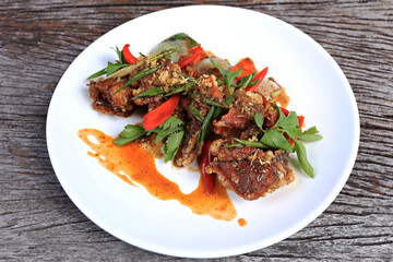 Stir-Fried Soft-Shell Crab with Black Pepper Sauce Thailand foods style