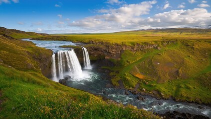 Seljalandsfoss waterfall cascading over rocky cliffs, erosion risk
