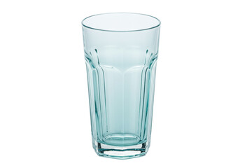 Isolated aquamarine faceted drinking glass or water glass in studio lighting on seamless