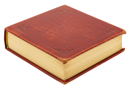 Isolated brown leather book on neutral background, vintage journal or diary design element