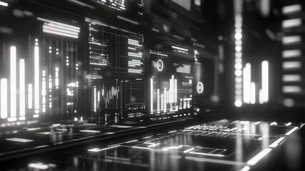 Displaying financial data interface with futuristic analytics charts - Powered by Adobe