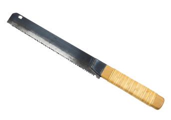 Isolated Antique Japanese Azebiki Ryoba Saw for Woodworking, Carpentry, and DIY Projects