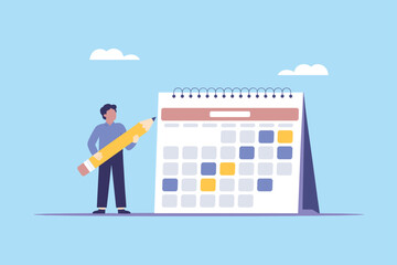 Businessman Planning Schedule and Managing Calendar. Time Management and Productivity Planning Concept.