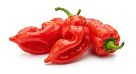 Illustration of three red bishop crown peppers, a spicy ingredient