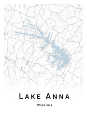 Fototapeta premium Lake Anna map - concept art - vector illustration - wall decor for your home.