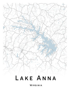 Lake Anna map - concept art - vector illustration - wall decor for your home.