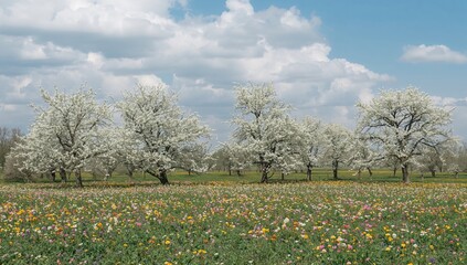 Fototapeta premium White blossoms signaling the arrival of spring, seasonal change