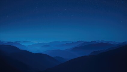 Fototapeta premium Mountains under a starry night sky with a blue gradient, highlighting the beauty of natural landscapes