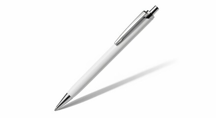 Illustration of white metal ballpoint pen for office supply
