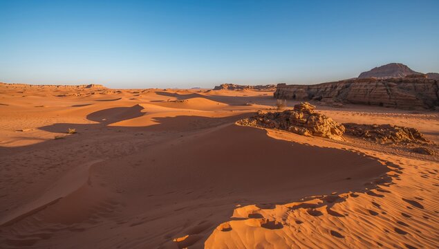 Hoggar Tassili rock formations in the Sahara Desert, showcasing erosion risk