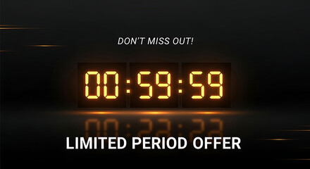 Hurry dont miss out on our limitedtime offer with a countdown timer ticking away, urging customers to seize the opportunity before it expires, creating a sense of urgency and excitement