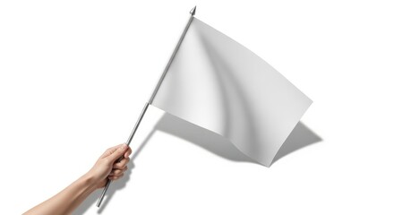 Illustration of hand holding a blank white flag