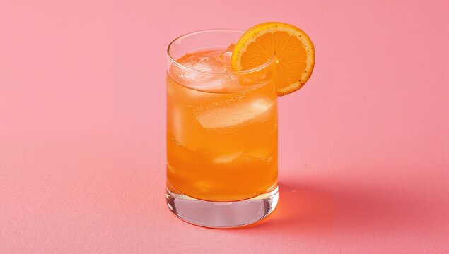 Cocktail served with ice cubes, a refreshing summer beverage with potential sugar content