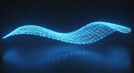 A mesmerizing display of a blue wave pattern, illuminated with a soft glow, creating a captivating visual effect on a dark background, reflecting light