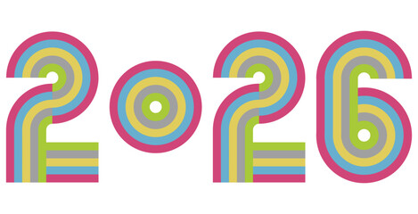 Obraz premium 2026年 午年のオシャレな年号のイラスト ロゴ 午年・正月素材のタグ 6