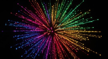 Colorful burst of fireworks with radiant multicolored sparkles