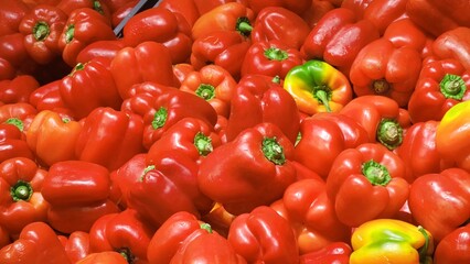 fresh yellow red bell peppers texture colorful healthy sweet paprika vegetable background