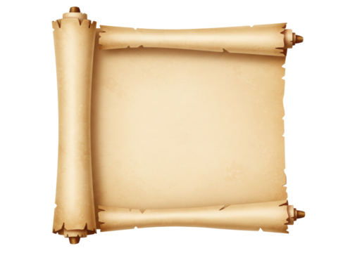 Isolated Parchment Scroll with Antiqued Paper for Writing and Elegant Calligraphy Ideas