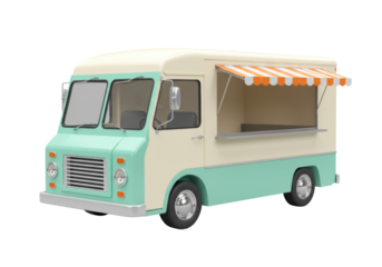Isolated Food Truck with Awning Ready to Serve Delicious Treats and Meals, Mobile Kitchen