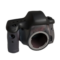 3D Render of an Aluminum Alloy DSLR Camera Body – Diagonal Angled View